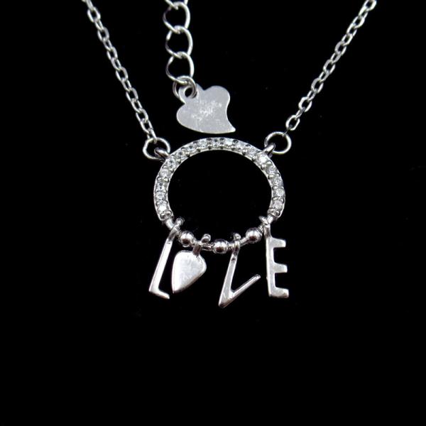 Cross Shape Silver Cubic Zirconia Necklace 925 Double Chain With Plated Rhodium