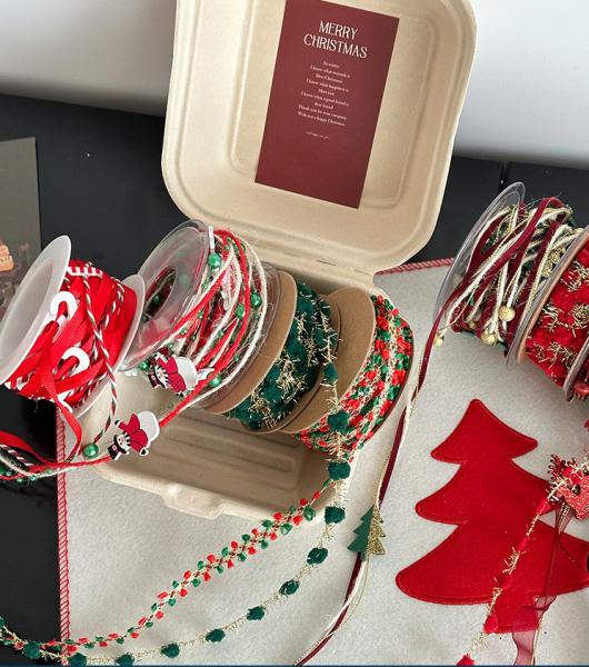 DIY Floral Materials Green 1cm/5m Christmas Weaving Ribbon for Decoration and Gift Boxes