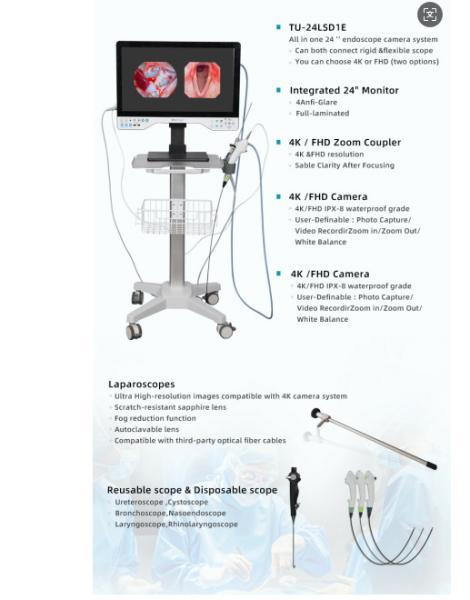 24  Monitoreo Endoscopio Médico Cámara para Cirugía Laparoscopio Endoscopio Urología Artroscopio