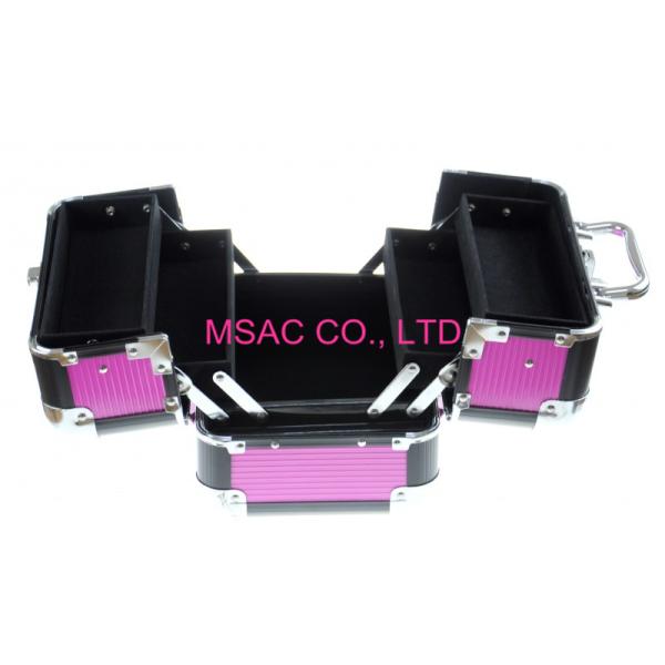 Purple Aluminium Cosmetic Case 3mm Thickness MDF With ABS Panel Waterproof