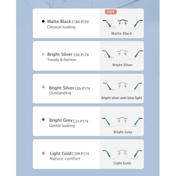 Свет ультра облегченного без оправы Очки титана анти- голубой прочный