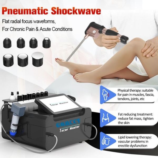 Shockwave Therapy Machine with Dual Handle Design for Targeted Treatment of Knee Pain Cellulite and Soft Tissue Injuries