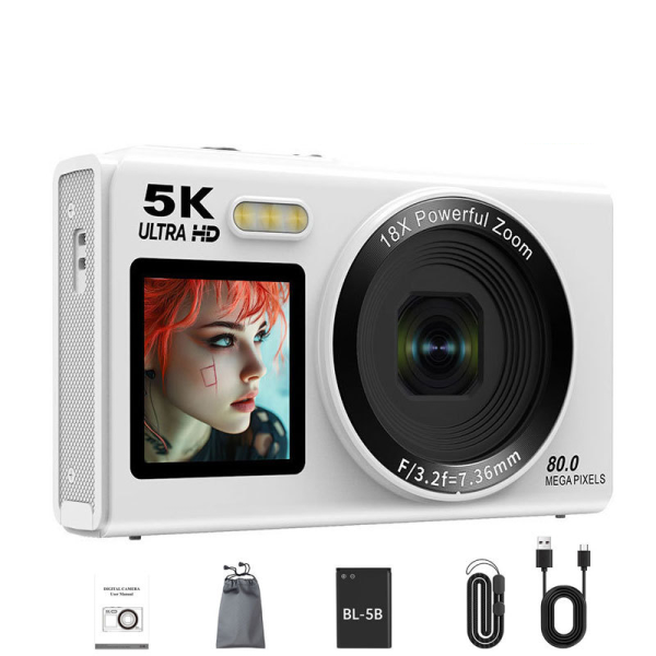 5K Vlogging Digital Camera 1.54-Inch Double Sided Display Wi-Fi Transfer With LED Fill Light