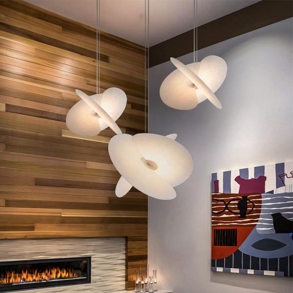 JYLIGHTING Wabi Sabi Pendant Light Modern Silk Chandelier Living Room Dinning Room Shamrock White Silk Pendant Light