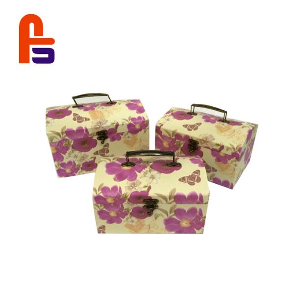 Flowery Suitcase Big Cardboard Boxes CMYK Color Cardboard Storage Boxes