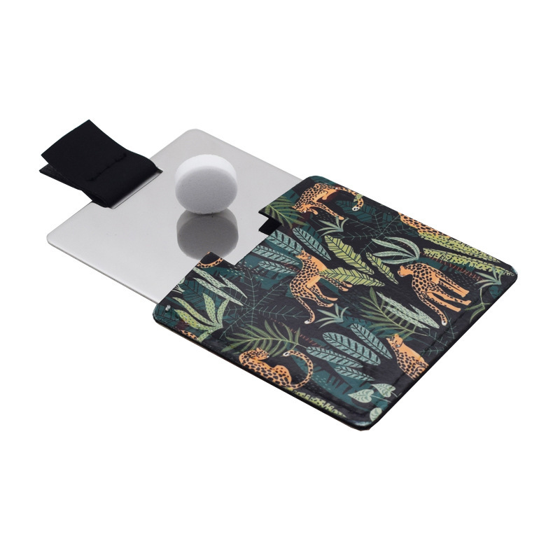 Creative Sublimation Blank PU Case Stainless Steel Mirror Sublimation Pocket Makeup Mirror