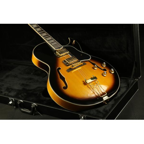 Quality blackburst thick hollow body block inlay single cutaway electric guitar