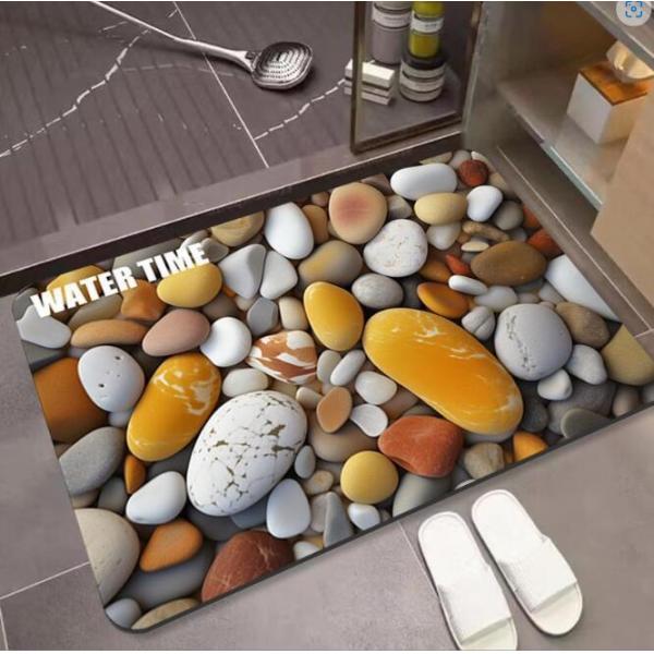 Élargissement du tapis de sol de salle de bain en pierre de l'air Cartoon Pebble Diatom Mat de sol de boue absorbant l'huile de cuisine