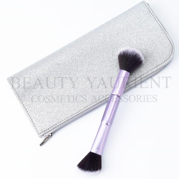 Purple Wooden FSC Handle Single Makeup Brush Double Ended Face Brush