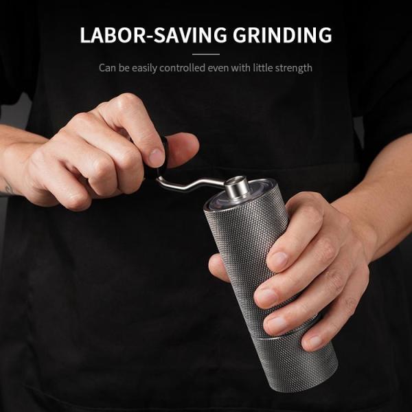 Silver Manual Hand Coffee Grinder CNC Cutting Capacity 25g Handheld Electric Burr Grinder