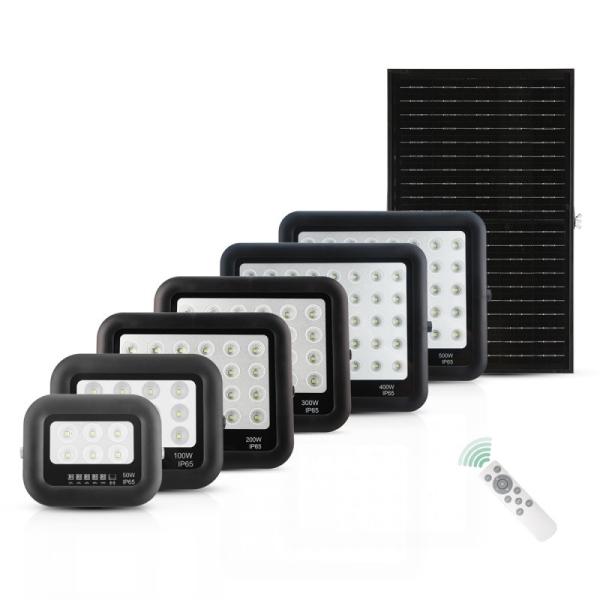 Black ABS Solar Light Remote Control 50w 100w 200w 300w 400w 500w Led Solar Flood Light