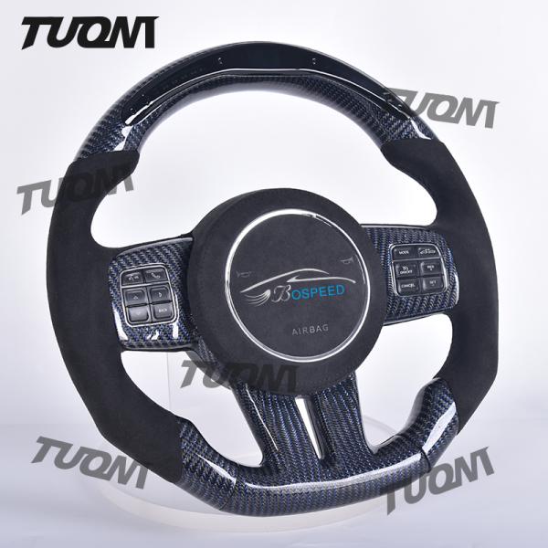 Custom Dodge Steering Wheel made of Carbon Fiber with 100% Fit Dodge Logo Emblem Leather Grip