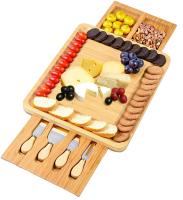 bandeja de servicio de madera de doble lado tablero de queso de bambú cajón oculto servidores de queso