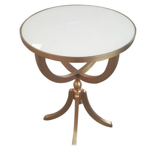 White Stone top with brass metal round side table/end table/coffee table for 5-star hotel bedroom