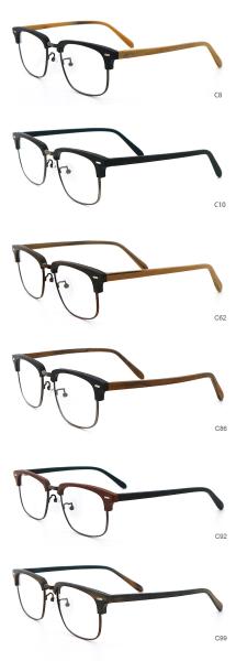 Óculos ópticos unisex de borda cheia de grãos de madeira de acetato