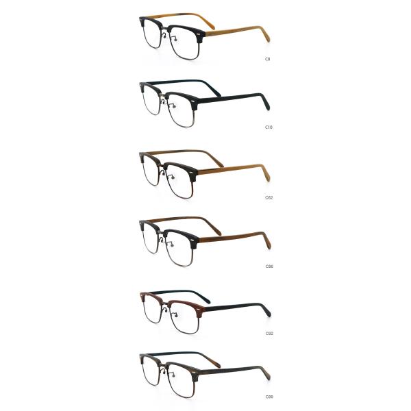 Unisex Full-rim Wood Grain Acetate Optical Glasses Frame MR H004B