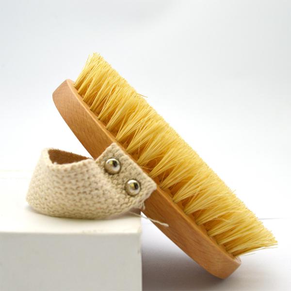 Smell Removing Bamboo Wooden Skin Care Dry Body Brush Boar Bristles Bath Dry Brush With Handle For Dehumidification