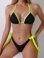 Trajes de banho Bikini com cor amarela e design sem alças Trajes de banho muçulmanos
