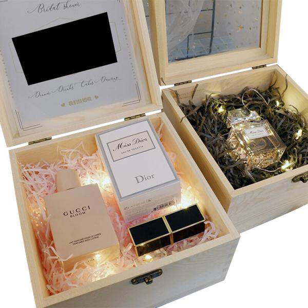 Christmas Gift Screen Wooden Lcd Video Flower Box Brochure hd 7inch screen video box
