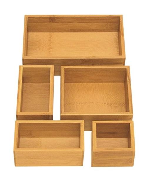 5 Piece Bamboo Organizer Box Tasteless Phthalate Free Personalized Design