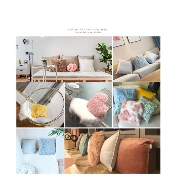 Custom Square Shape Faux Sheepskin Throw Pillow Covers  gradient Removable Washable
