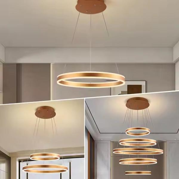 Home Living Room Dining Room Chandelier Ring Aluminum Modern LED Decorative Ceiling Pendant Lamp