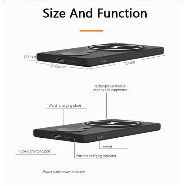 High Quality Magnetic Wireless Fast Charging Portable Power Bank Slim Wireless Magnetic Power Bank