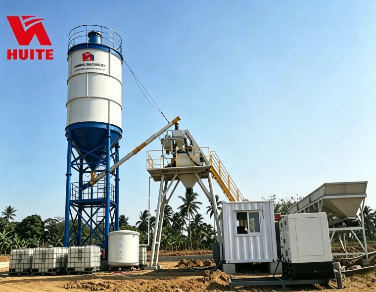 HZS25 Stationary Concrete Batching Plant Complete Small 25m3/h