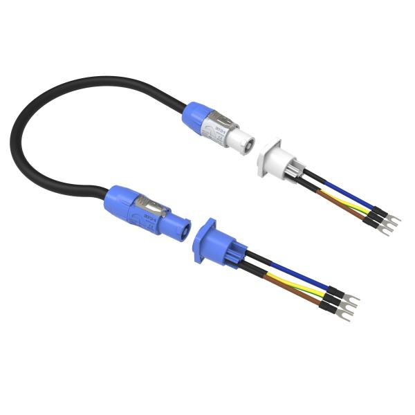 Indoor Use IP44 Triple Core Male Powercon Connector 3 Pin Audio Video Input Port Lockable Speakon Plug 20A 250V AC Blue