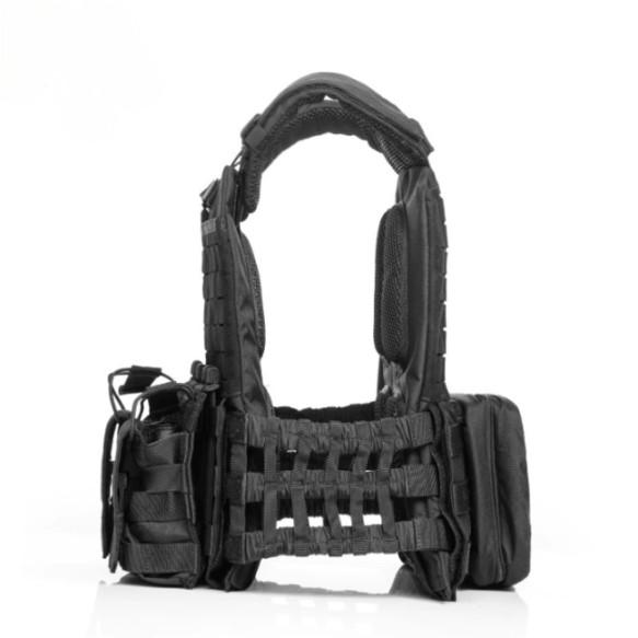 Black Polyester Tactical Weighted Training Vest Adjustable Weighted Vest