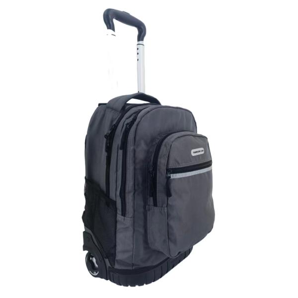 Черный практичный четырёхколесный рюкзак, рюкзак для ноутбука с троллейбусом