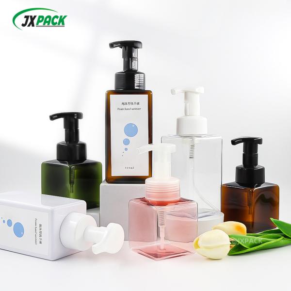 15oz Square Foam Pump Bottle Eco Friendly Facial Foam Cleanser Bottle For Cosmetic Personal Care