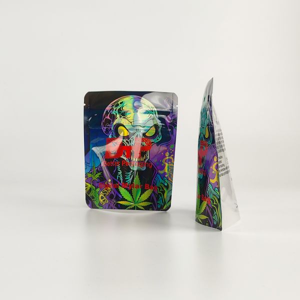 Premium Custom Printed Matte Stand up Ziplock Mylar Bags Resealable Smell Proof Food Grade Pouch for Candy Snacks Edibles 3.5g
