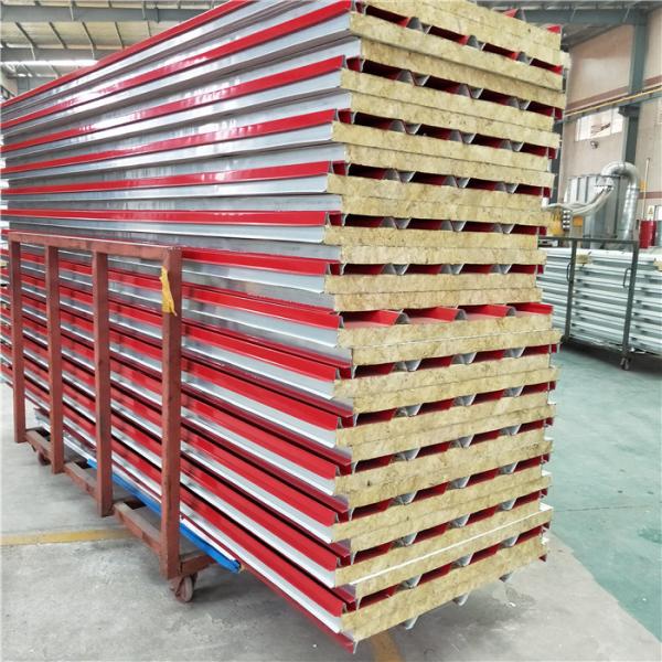 960mm steel strip red rock wool sandwich pane with waterproof cap