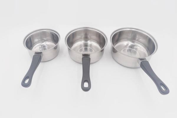 3pcs SKU cookware stainless steel saucepan with single handle european milk boiling pot