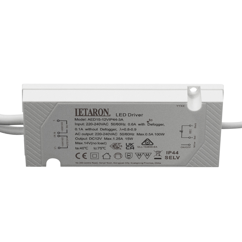 15W 12V IP44 Letaron LED Driver with Cables and Defogger Relay Control