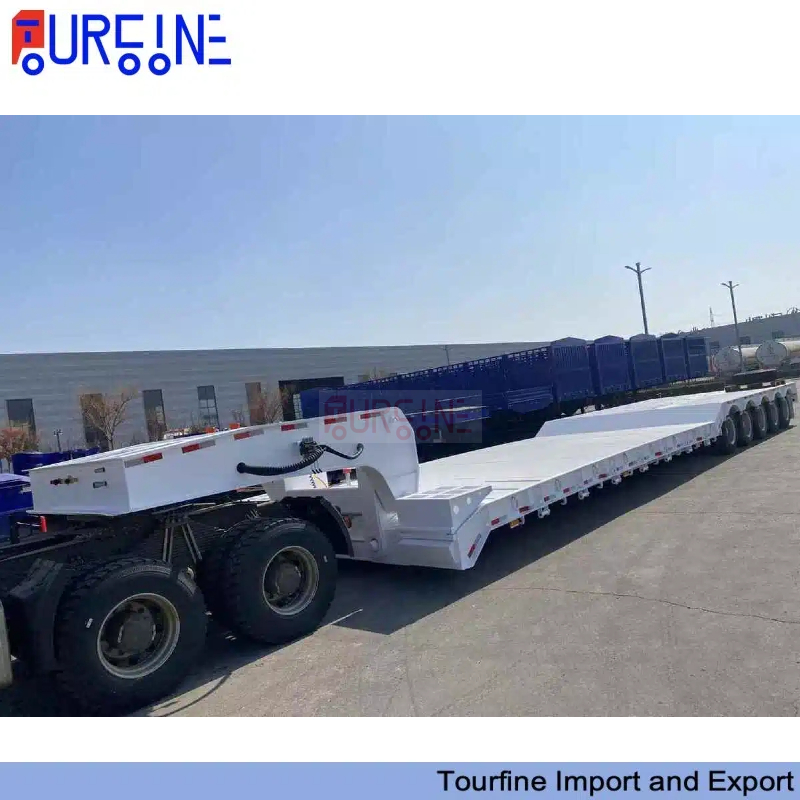 Heavy Duty 5 Axle 110 Ton Lowboy Semi Trailer With Folding Gooseneck For Oversized Loads