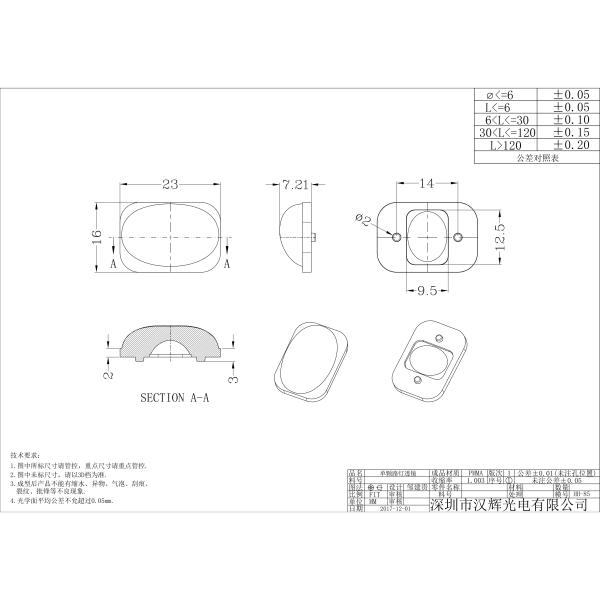 23x16mm T2S 3030 LED Street Light Lens 92% Transmittance