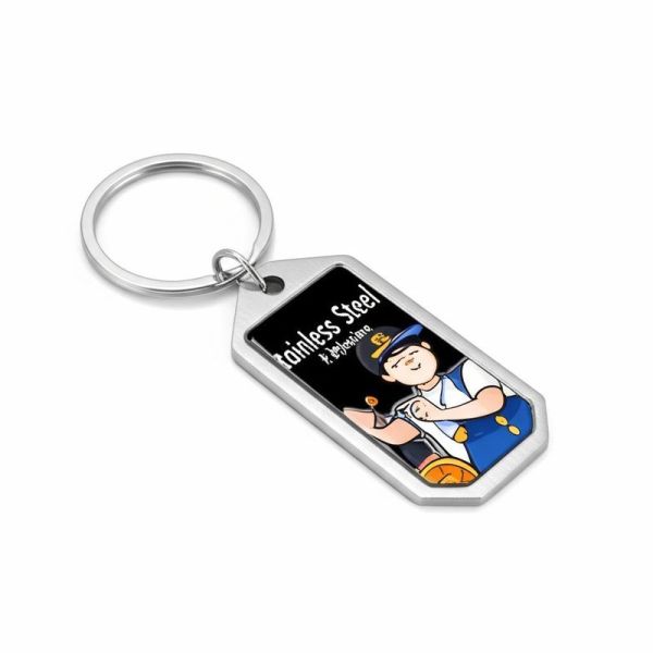 Full Color Stainless Steel Custom Woven Keychain with Dye Sublimation Printing for Personalized Promotional Use