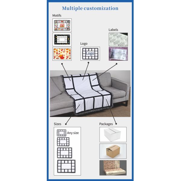 ZELOYAUT Wholesaler Sublimation Blankets,  Diy 15 Panel Throw Blanket, Custom100% Polyester Blanket for Livingroom Bedroom Study