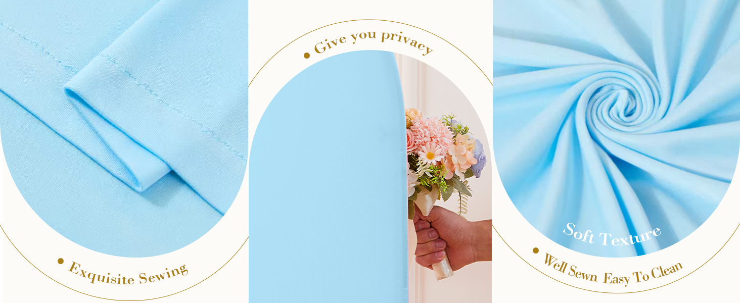 Blue Wedding Arch Backdrop Covers, Round Top Cover For Birthday Party Ceremony