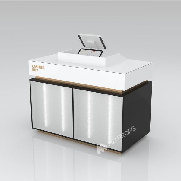 Black Glossy Luminous Beauty Shop Furniture Retail Store Display Checkout Counter Cash Desk