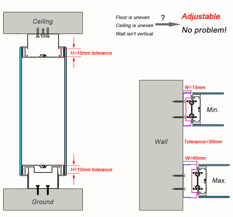 Customized Design Office Wall Separator Glass Room Dividers for Office