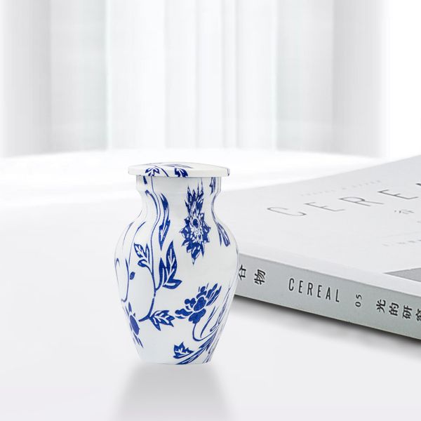 Pet Ashes Urn Blue Floral Design for Funeral Suppliers
