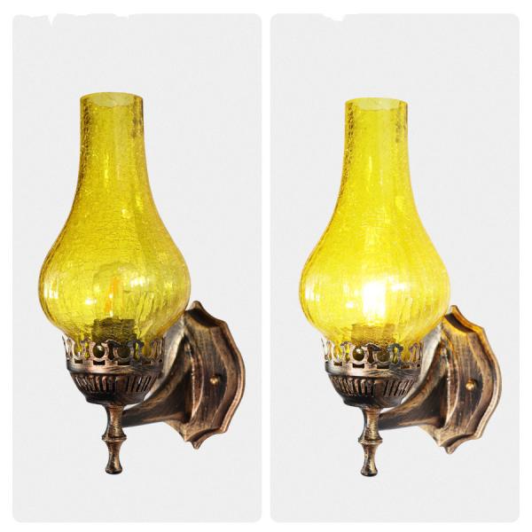 Vintage Metal Wall Glass Light Chinese Style E27 Oil Lamp with Crack Lampshade vintage oil lamp (WH-VR-111)