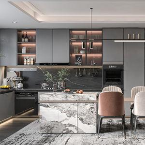 ISO9001 Modern Wood Prefab Kitchen Cabinets Solution Assembled