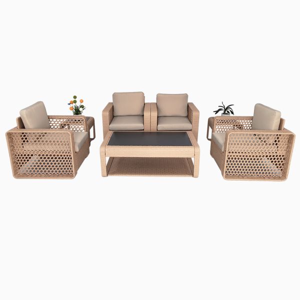 Factory New Style Set of 7 New Style Garland Weaving Rattan Wicker Garden Conversation Sofa Sets