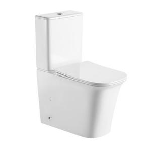 Retour au mur toilette à deux pièces toilette sans bordure pour les salles de bains confortable Power Flush Blanc toilette à deux pièces