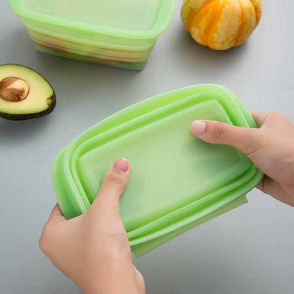 Pure Silicone Square Lunch Box – 100% Food-Grade, BPA-Free, Leakproof, Microwave And Freezer Safe Reusable Container For Meal Prep, Office Lunch, Kids’Snacks, Camping, And Eco-Friendly Food Storage 