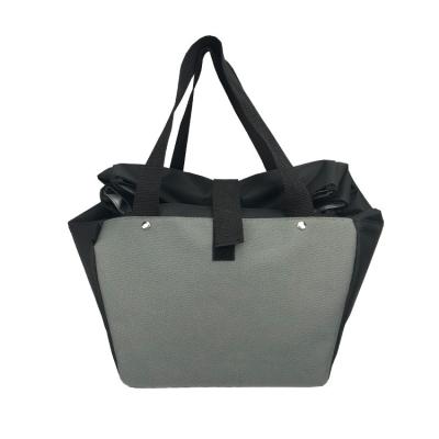 Black And Grey Polyester Tote Bags With Thread Gluing for Shopping